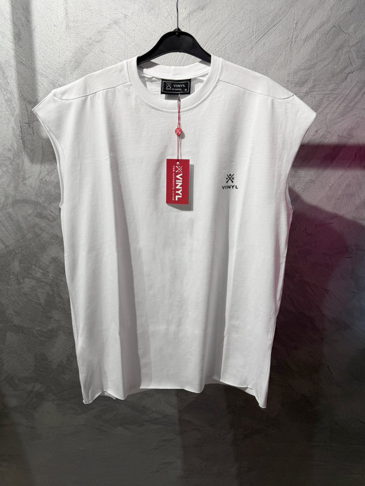 Vinyl sleeveless tee white - oversized