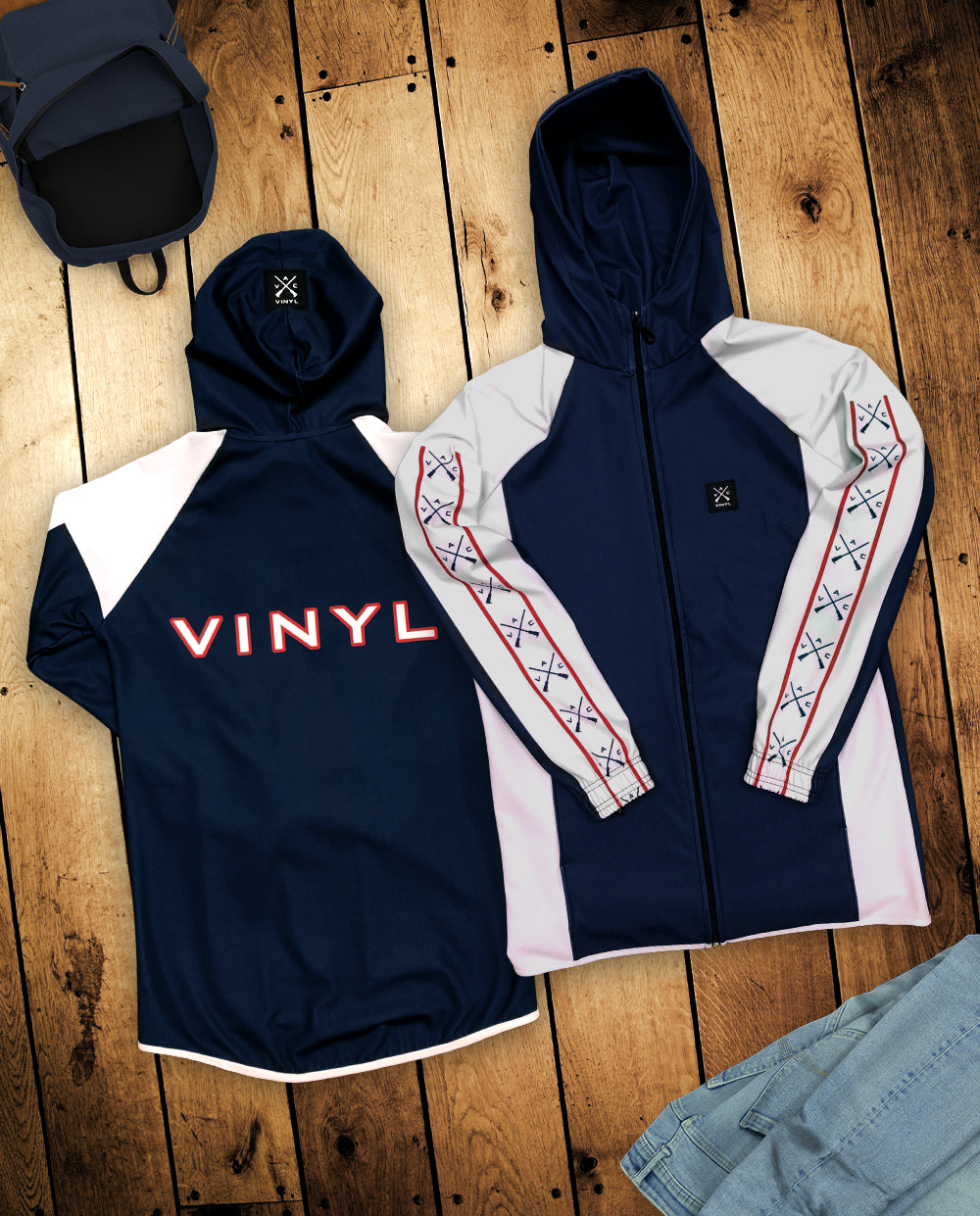 Vinyl ζακετα μπλε polyester regular fit ανδρικη