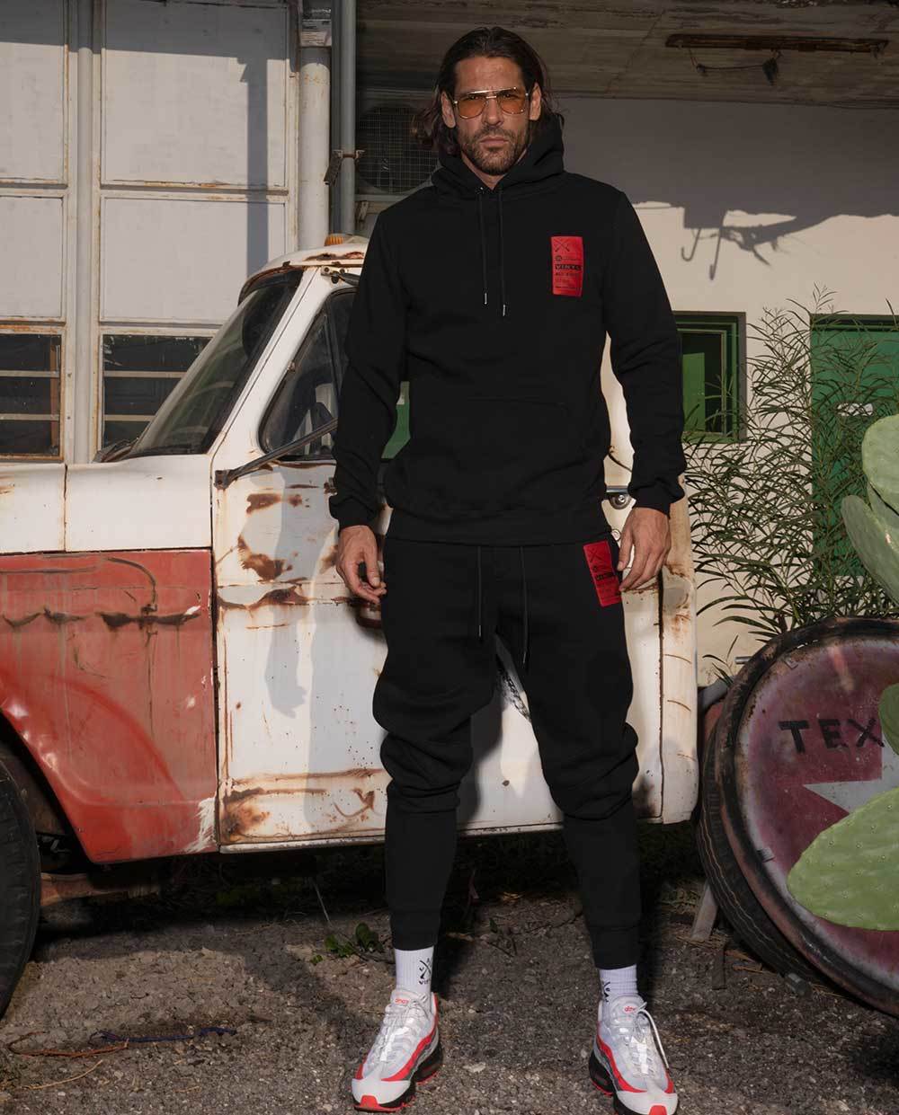 Vinyl sweatshirt black cotton regular fit men's