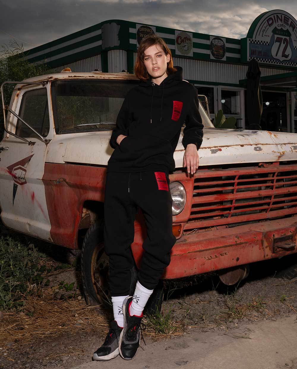 Vinyl sweatshirt black cotton regular fit men's